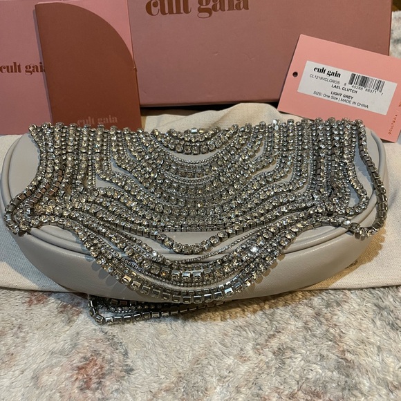 cult gaia Handbags - Cult Gaia Lael Rhinestone embellished Clutch Full Set NWT